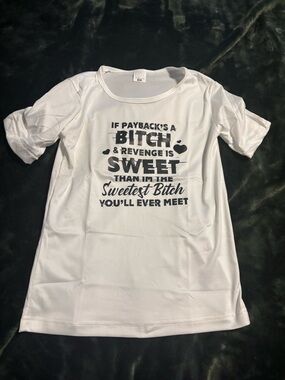 White Graphic Tee with Bold Black Slogan